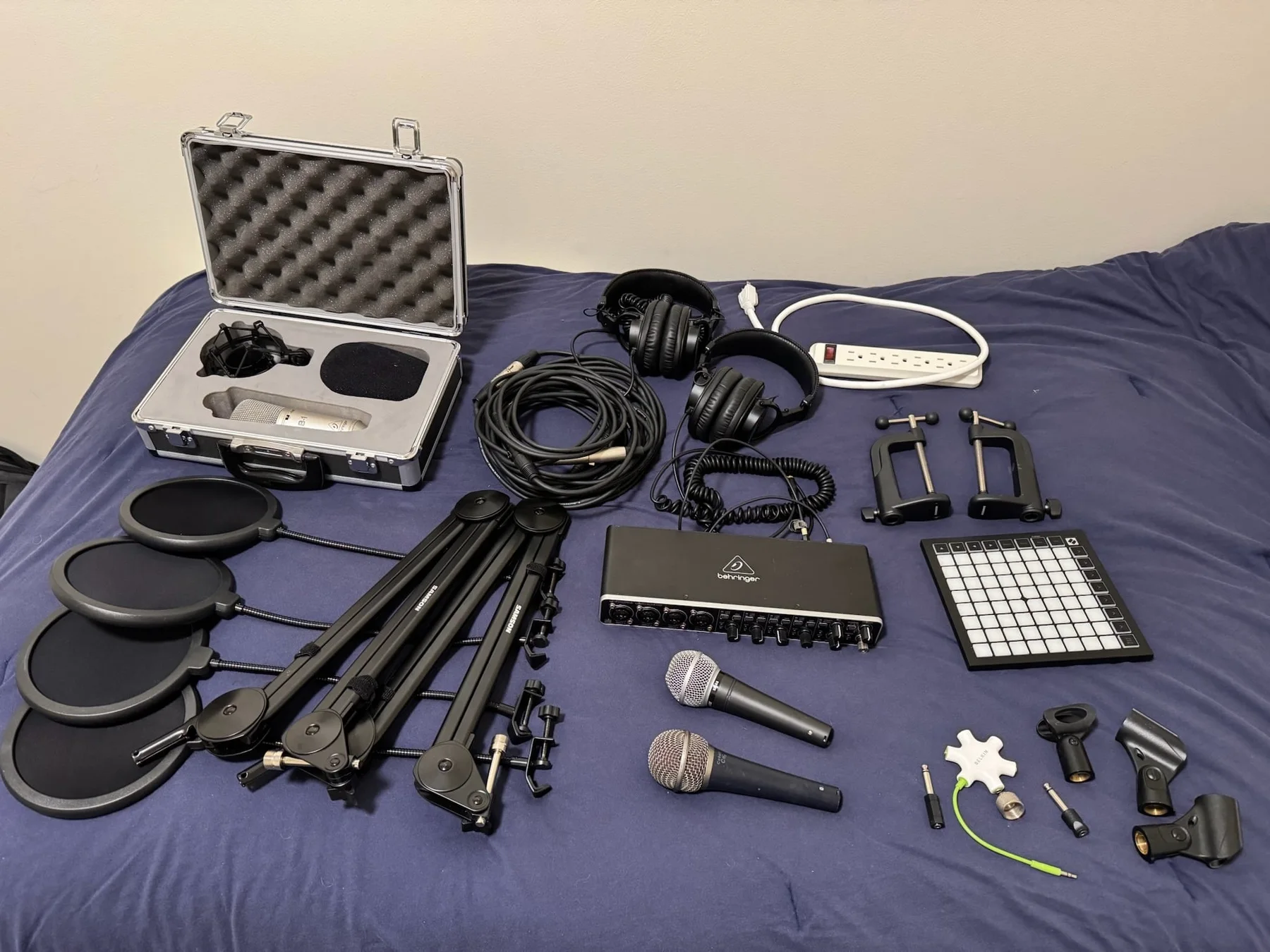 Beyond ME microphones, stands, headphones, cables, and recording gear